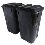 United Solutions 32 Gallon Wheeled Outdoor Trash Cans with Lids
