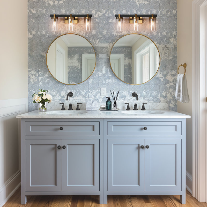 Belser 3 - Light Dimmable Brass/Black Bathroom Vanity Light