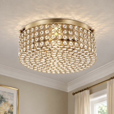 Plafonnier encastré tambour en cristal 2 lumières Siyana