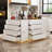 63" W Solid and Manufactured Wood Kitchen Island with Glass Base