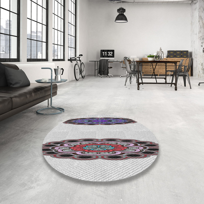 Tapis bleu/noir/rouge à tisser électrique, Rond 6 pi