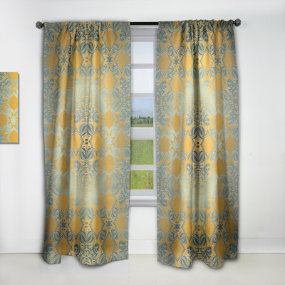Glam Flowers Decorative - Damask Glam Blackout Curtain Single Panel