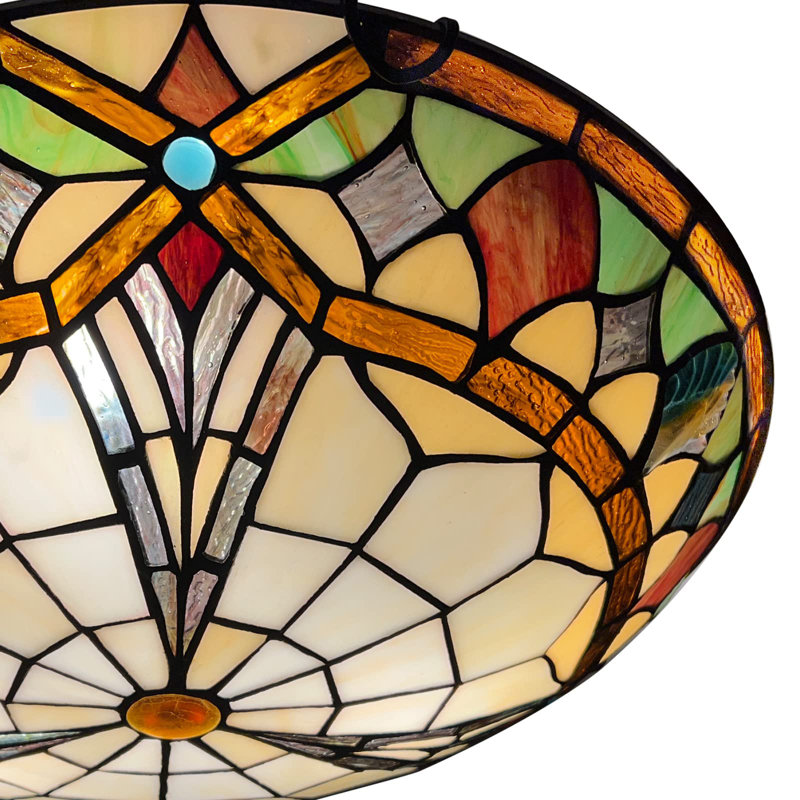 Wigston 3-Light 16" Tiffany flush mount ceiling light, Red