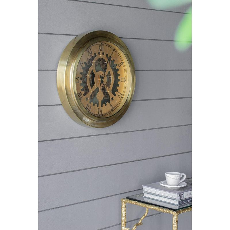 Horloge murale romaine à face ouverte - D18x3 "- or