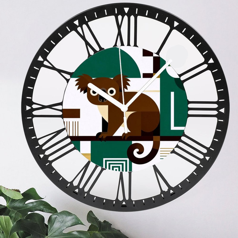 Horloge murale ronde en fer 10 po avec mouvement à quartz silencieux, chiffres romains, impression UV, Vert forêt
