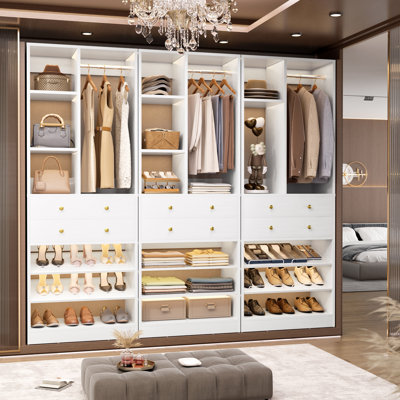 84" Closet Organizer System with Drawers and Shelves