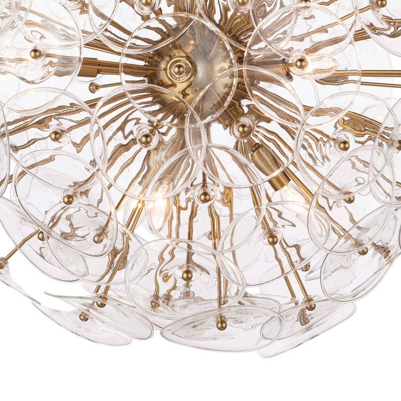Natural Brass 9-Light Sputnik Chandelier with Clear Cord