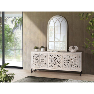 Clein Solid Wood 4 - Door Rectangle Accent Cabinet