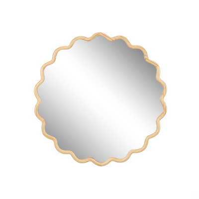 Solid Wood Wavy Square Mirror Wall Decor