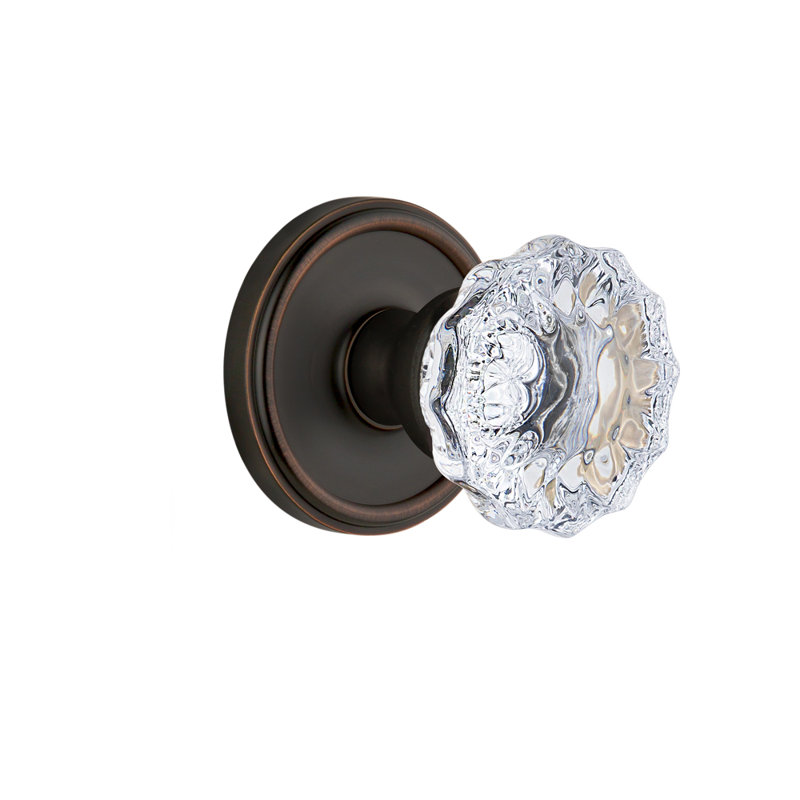 Rosette Grandeur Georgetown avec bouton de porte en cristal Fontainebleau, 2-3/8 po, Bronze intemporel