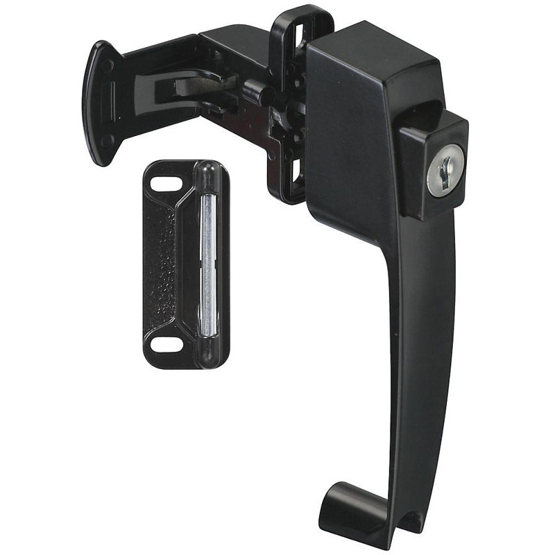 Loquet à bouton-poussoir avec clé, Noir, H 2 po x l 4,5 po x P 9 po