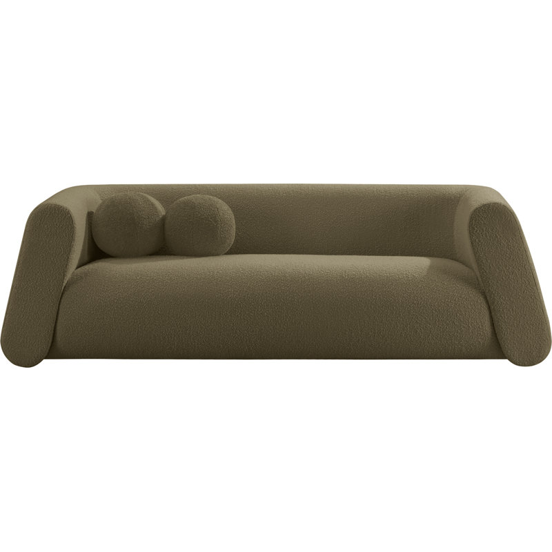 Khyryn Upholstered 91'' Sofa, Olive Boucle Fabric