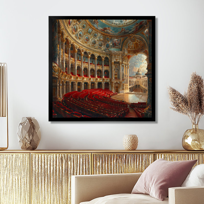 Décoration murale rouge or élégant Opéra - Opéra, Toile encadrée noire simple, H 16 po x l 16 po x P 1 po