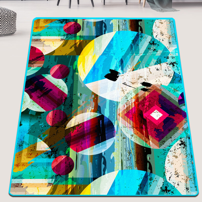 Antibacterial Area Rug, Non-Slip, 2.6 x 4.6 ft | 100% Polyester, 0.16 in Pile Height, 0.39 in Total Thickness | Machine Washable, Felt Dot Underside | Perfect for Living Room, Bedroom, and Kids' Play Areas