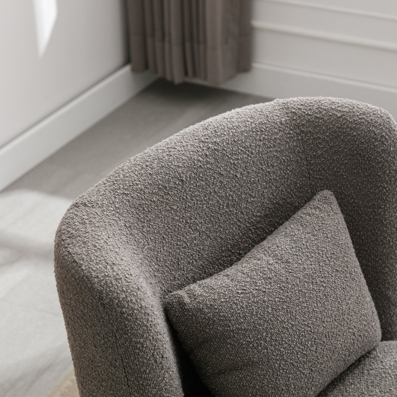Ollia Upholstered Swivel Slipper Chair, Gray 100% Polyester