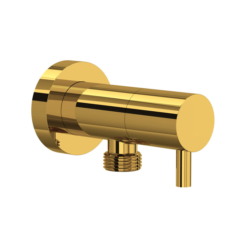 Handshower Outlet with Integrated Volume Control, Unlacquered Brass