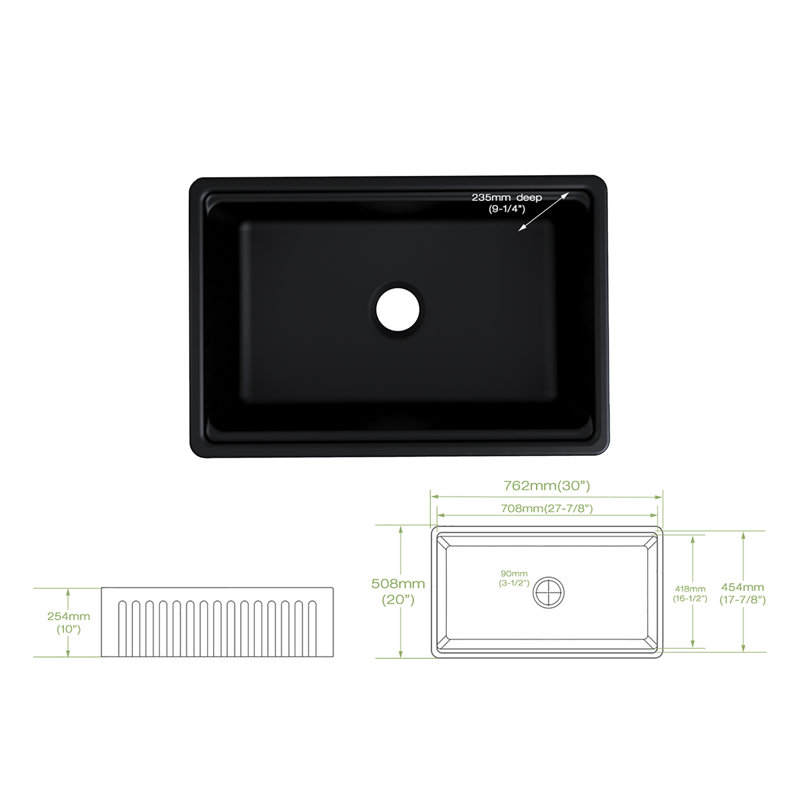 MEJE 508mm W Ceramic Kitchen Sink
