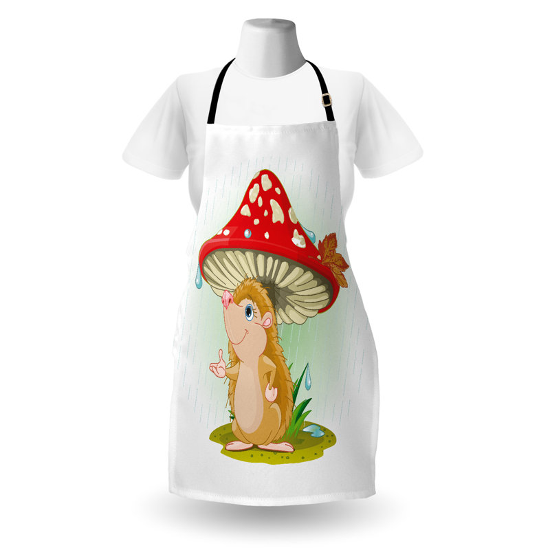East Urban Home Hedgehog Apron Unisex, Vivid Colored Cartoon, Adult Size, Multicolor