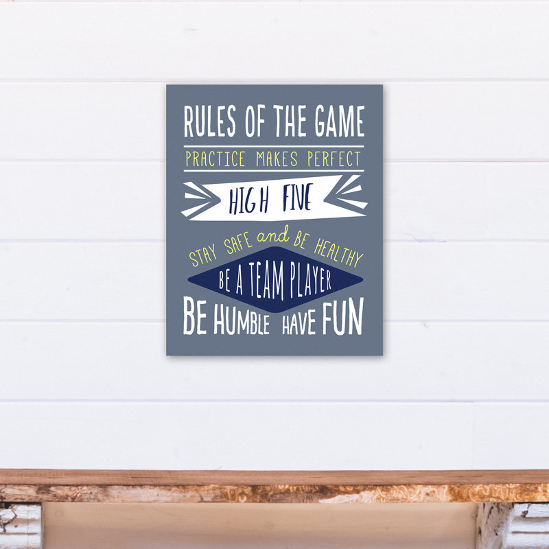Règles de jeu, art sur toile Buckley, H 20 po x l 16 po x P 1,25 po
