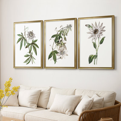 Tropical Botanical I  -Custom Framed  Wrapped Gallery Canvas - 3 Pieces