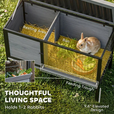 Cage à lapin en bois avec plateau coulissant et toit en plastique