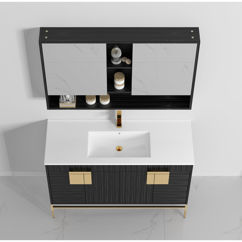 47'' Single Bathroom Vanity with Ceramic Top, Dawn Gray