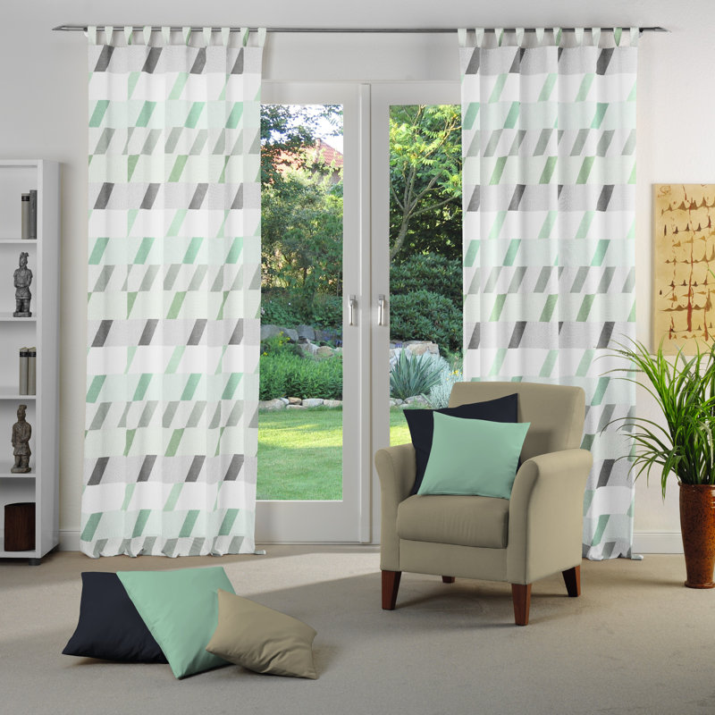 Lopez Room Darkening Curtain, Light green/Grey, 132cm Width x 255cm Drop
