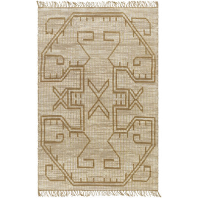 Enchant Geometric Handmade Flatweave Jute/Sisal Area Rug in Khaki/Ash