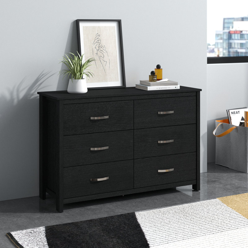 Commode 6 tiroirs Bogosta,  Noir 