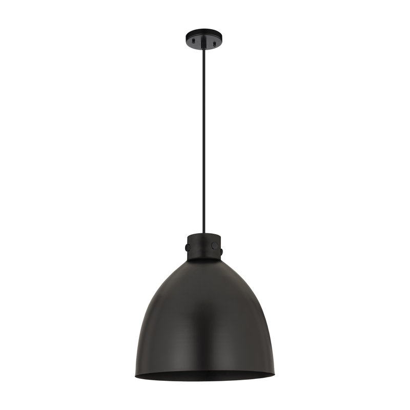 Luminaire suspendu en métal 1 lumière, H 17,38 po x l 16 po x P 16 po, Noir mat, Noir mat