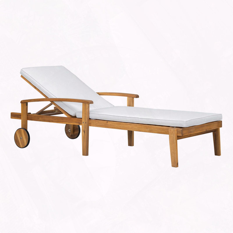 Chaise longue rembourrée, facile à nettoyer et résistante à l'eau, Beige, Teck