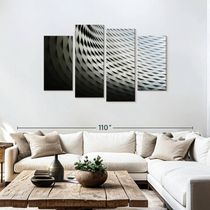 Lilie Abstract Silver Structure, 48'' H x 75'' W