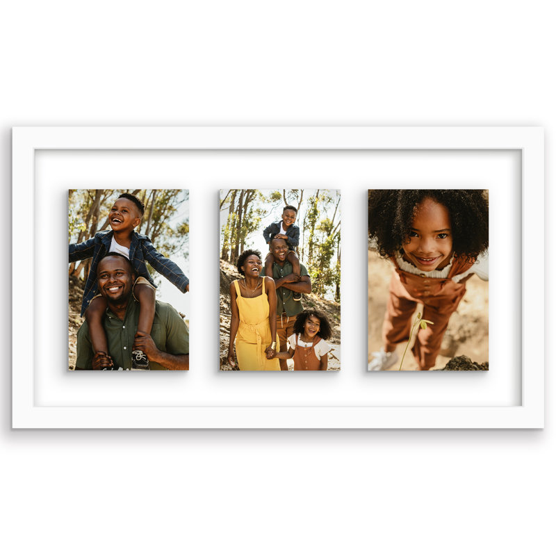 Cadre flottant Quadeer - Affichez trois photos ensemble avec un effet flottant, Blanc, 9 po x 17 po