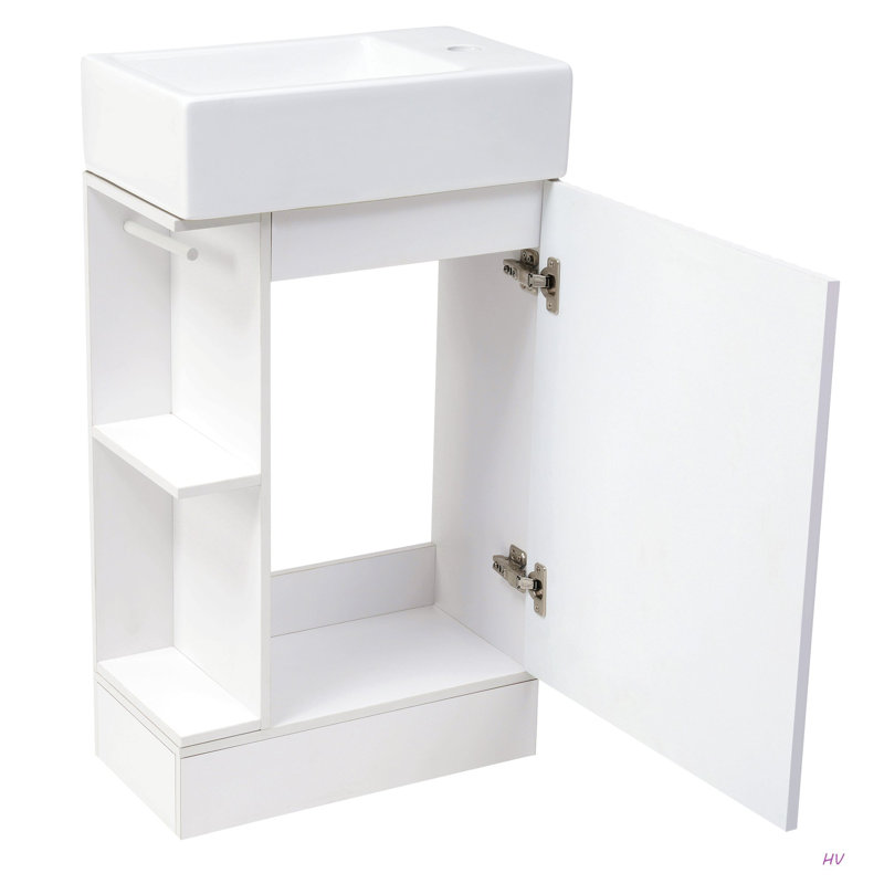 Meuble-lavabo 18,6 po avec lavabo, meuble-lavabo avec tablette à deux niveaux, orienté vers la gauche ou vers la droite