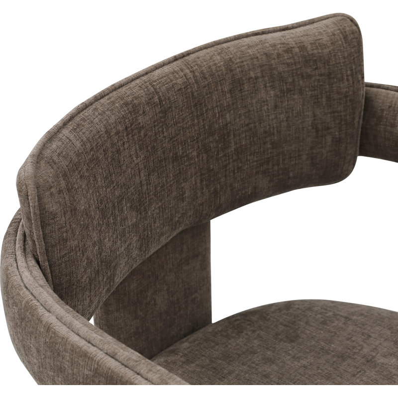 Exilda Chenille Fabric Dining Chair, Brown Chenille Fabric