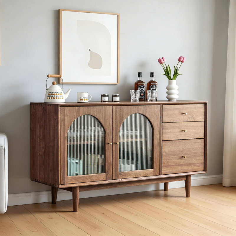 Buffet de rangement simple et moderne en bois massif, 33.46" H x 59.05" W x 15.74" D