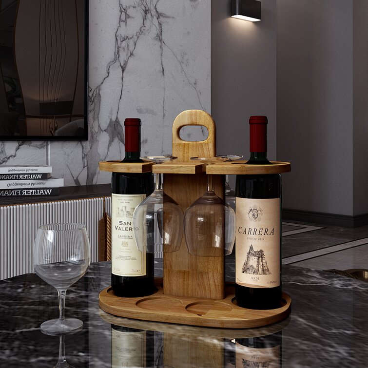 2 Bottle Wine Rack Stand, Rustic Farmhouse Wood Wine Carrier Bottle Holder,  Free Standing Countertop Wine Storage Crate For Kitchen Bar Basement Cabin  - Yahoo Shopping