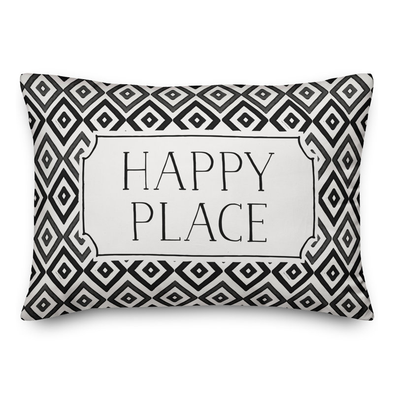 Housse de coussin rectangulaire et insert Happy Place, Noir