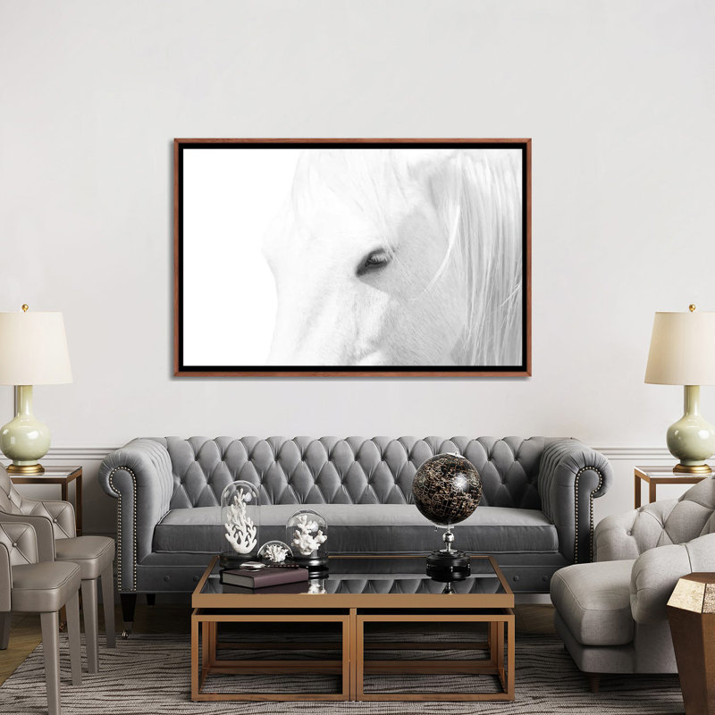 « Cheval blanc » par Marco Carmassi-impression d’art graphique, Pas de tapis, H 40 po x l 60 po x 1,5 po