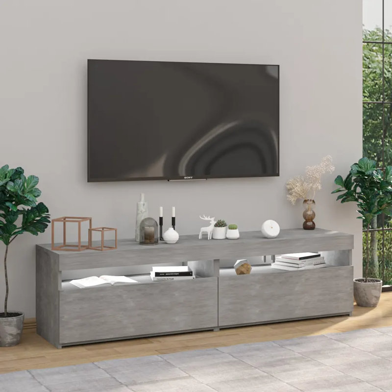 Aarshiya Unfinished TV Stand for TVs up to 28", Concrete Grey