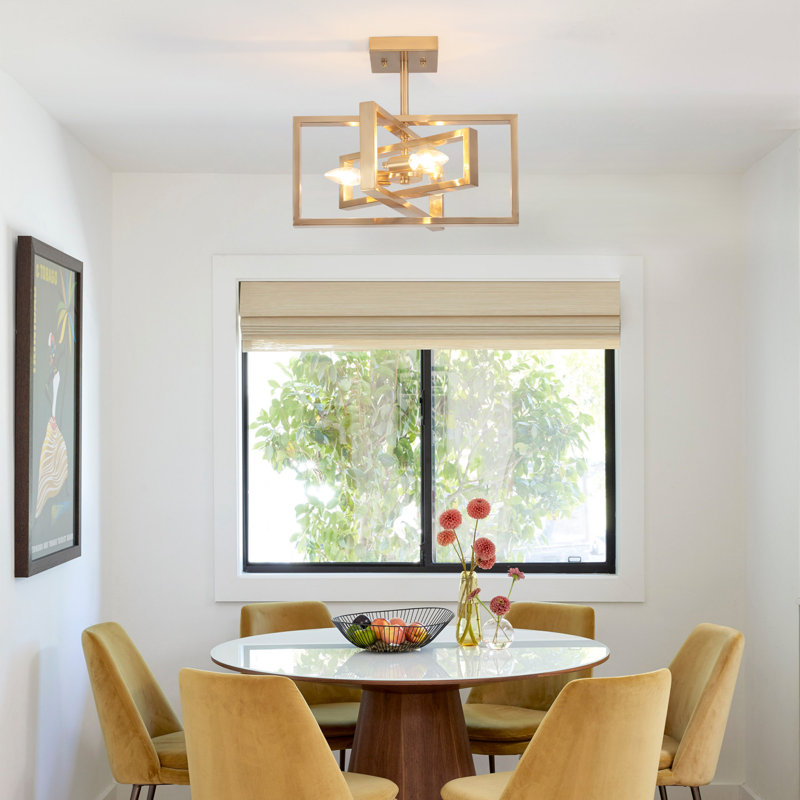 Ekber Semi Flush Mount, Satin Brass