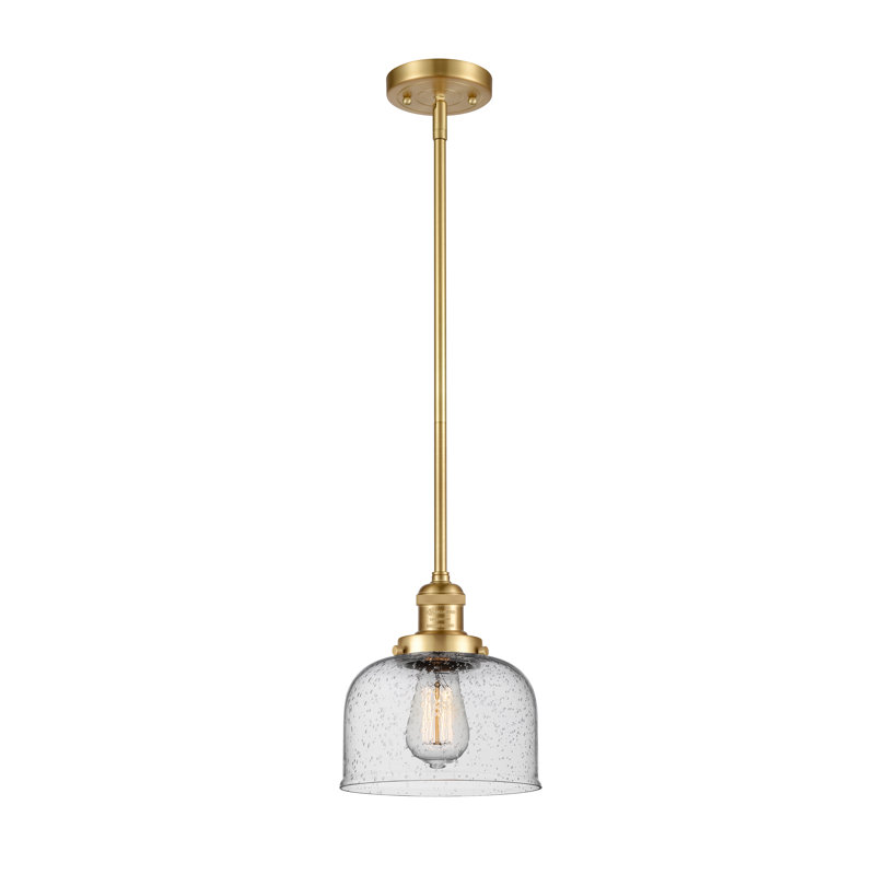 Luminaire suspendu en forme de dôme à 1 lumière Celaya, Grainé, H 10 po x l 8 po x P 8 po, Or satiné