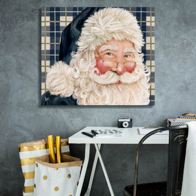 «Navy Plaid Santa» par Ashley Bradley, art mural