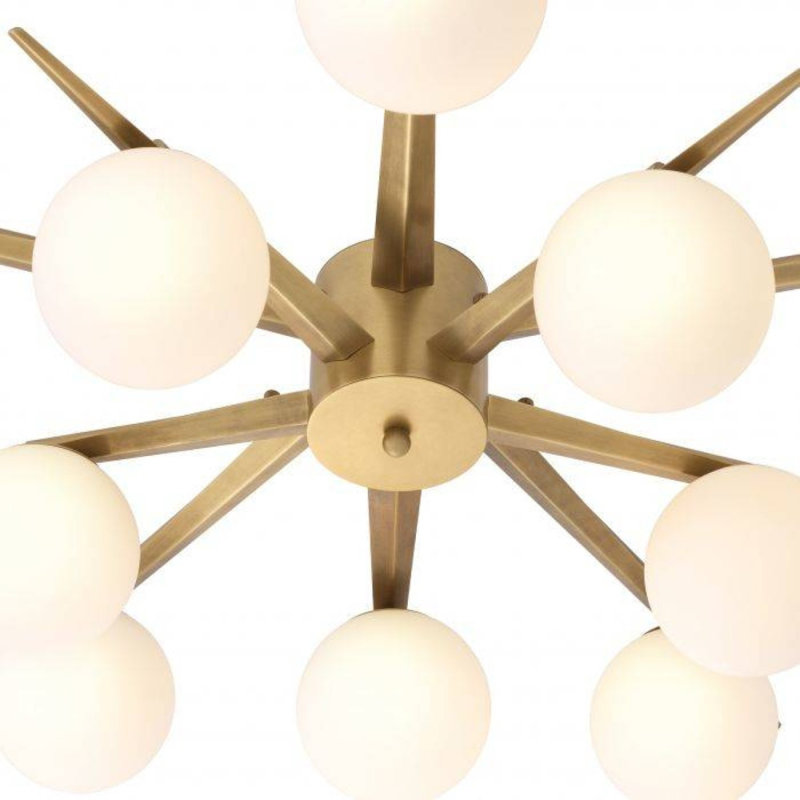 Lustre suspendu en laiton clair Venezia, Bronze antique, Beige, 55 po de diamètre x 8 po de hauteur