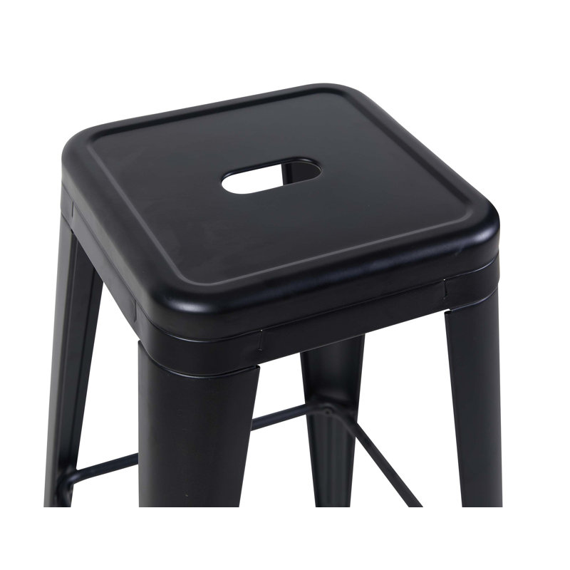 Ensemble de tabourets de bar à hauteur de comptoir avec assemblage sans outil, Noir mat