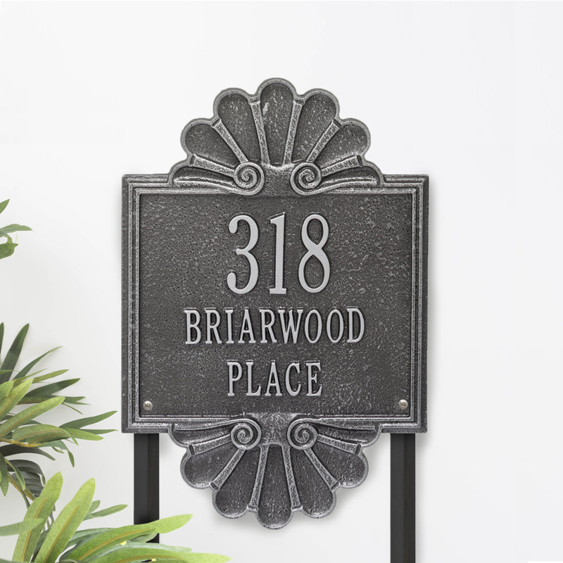 Signature Series 3-Line Lawn Address Sign, Gray, smoke Gray, Yes