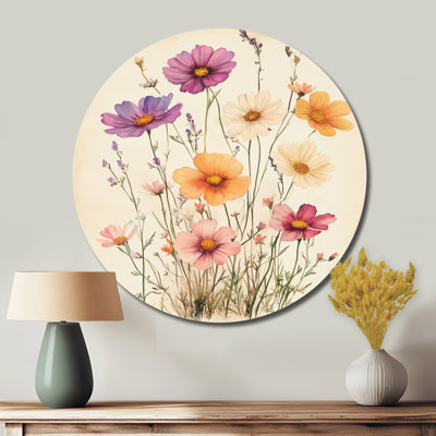Bouquet de fleurs de campagne rétro vintage - art floral rond en métal