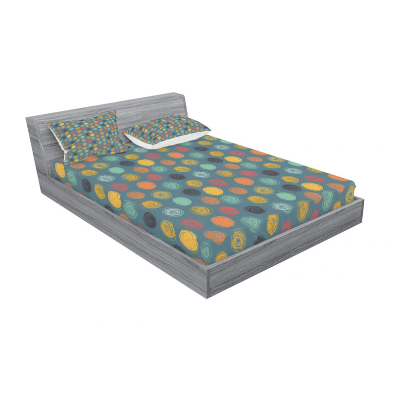 Microfiber Geometric Sheet Set, Queen Sheet Set with Fitted Sheet
