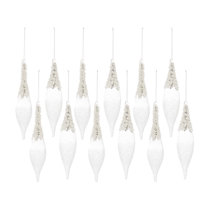 Melrose International White 17-Inch Wood Snowflake Ornament, Set of Six  83665DS