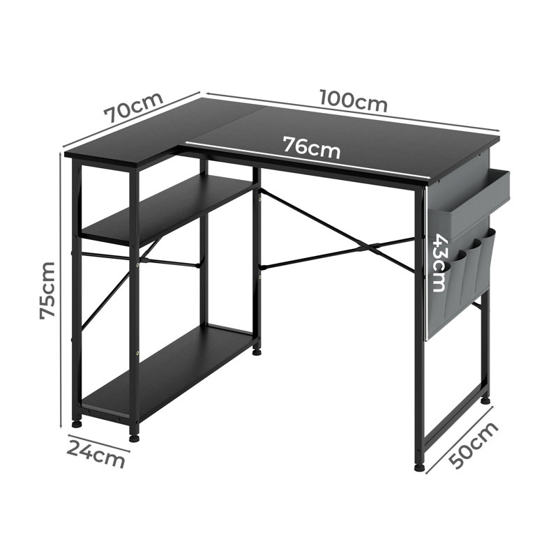 L-Shaped Metal Base Computer Desk